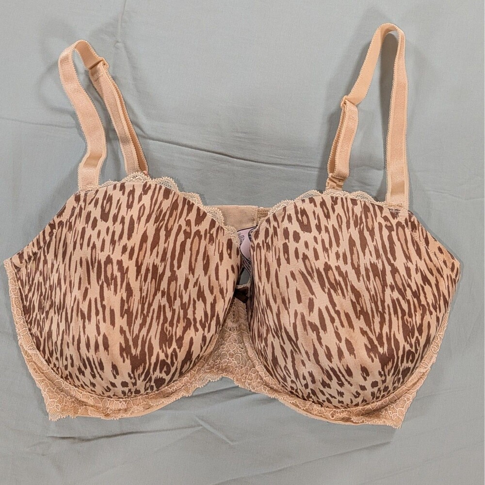 Victoria Secret Dream Angle Push Up Lightly Padded Animal Print Bra Size 38DDD